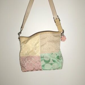 Vintage colorful patchwork adjustable Coach bag